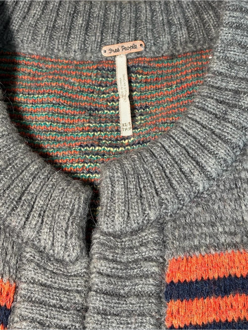 RARE Free People Santa Rosa Cardigan XS/S Granny Square Wool Alpaca - Picture 6 of 7